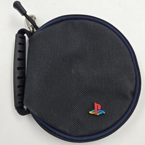Sony PlayStation PS1 PS2 Circular Disc Carrying Case Black Nylon Travel Bag Clip